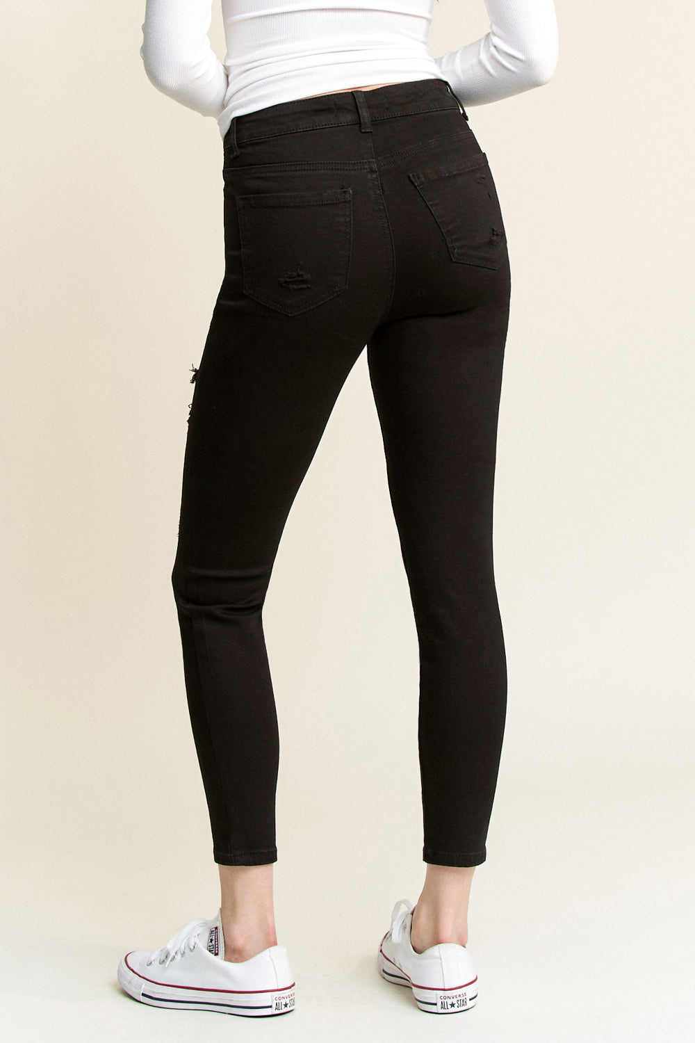 Black women's skinny pants jeans, stylish fit for everyday wear