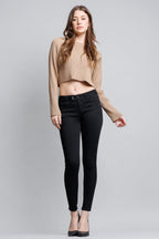 Women's black skinny pants jeans, stretchy fabric for casual wear