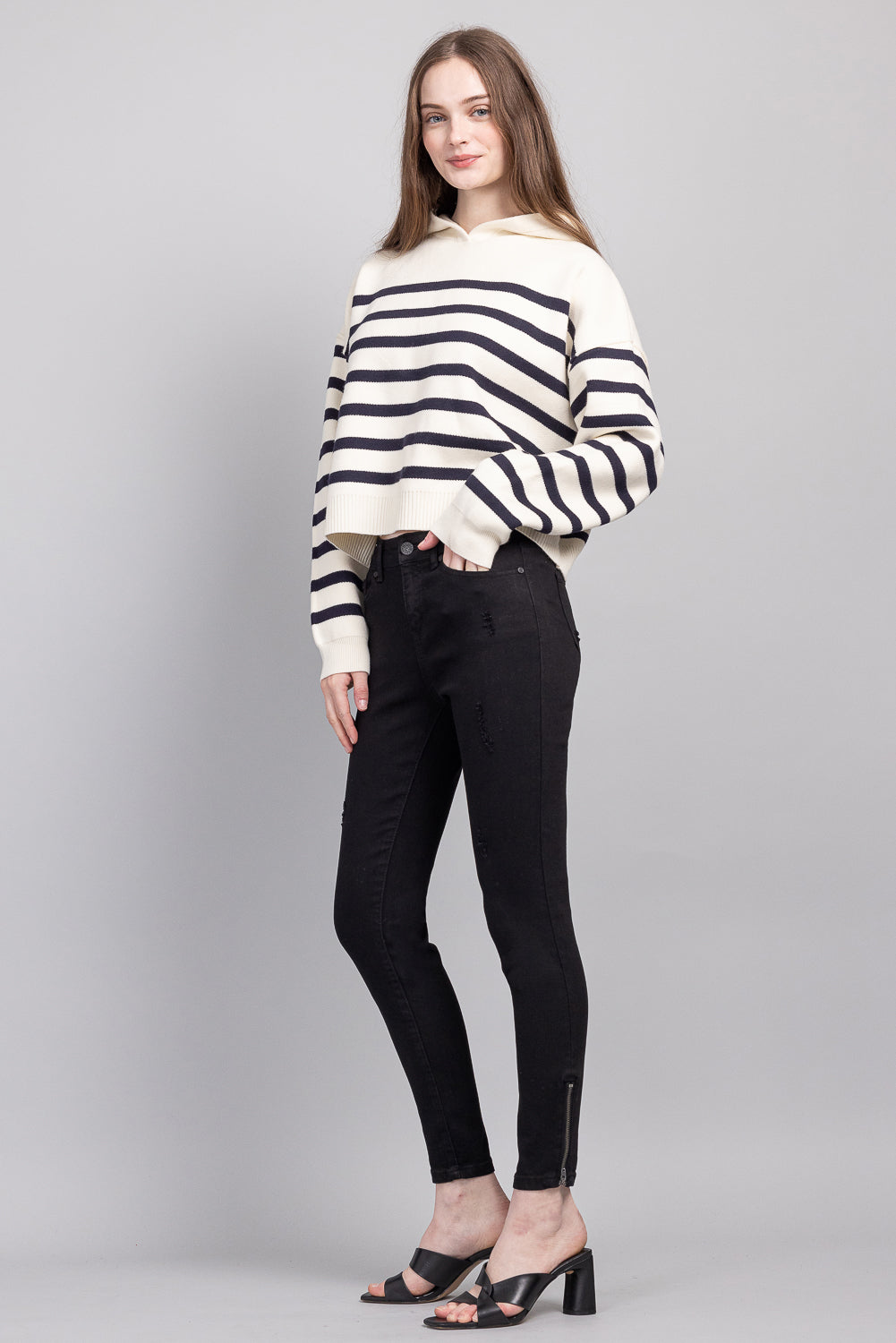 Women's black skinny pants jeans, soft fabric, versatile casual wear