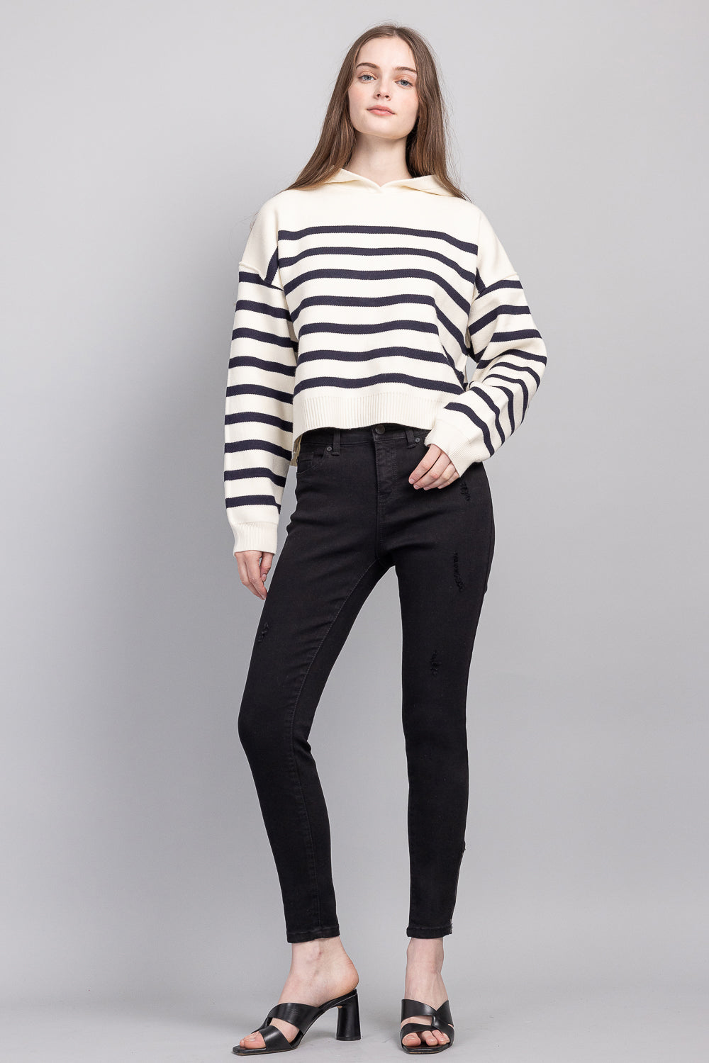Women's black skinny pants jeans made from soft cotton blend fabric