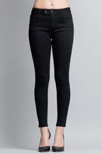 Women's black skinny pants jeans with stylish ripped details