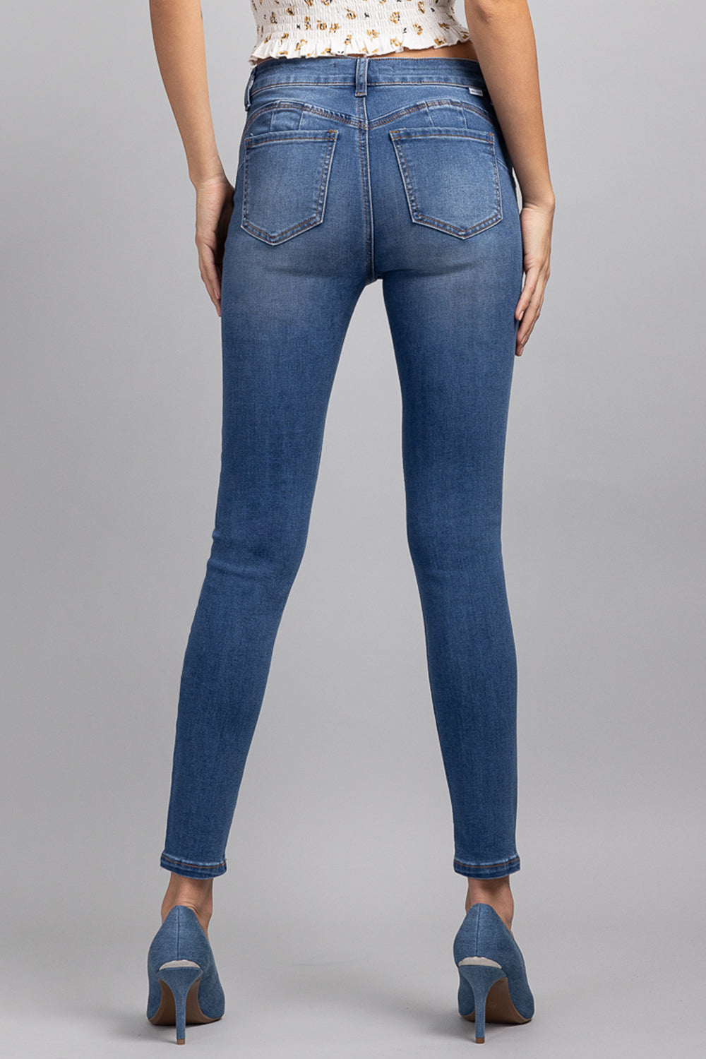 Women's blue skinny pants jeans, stretch denim for casual wear