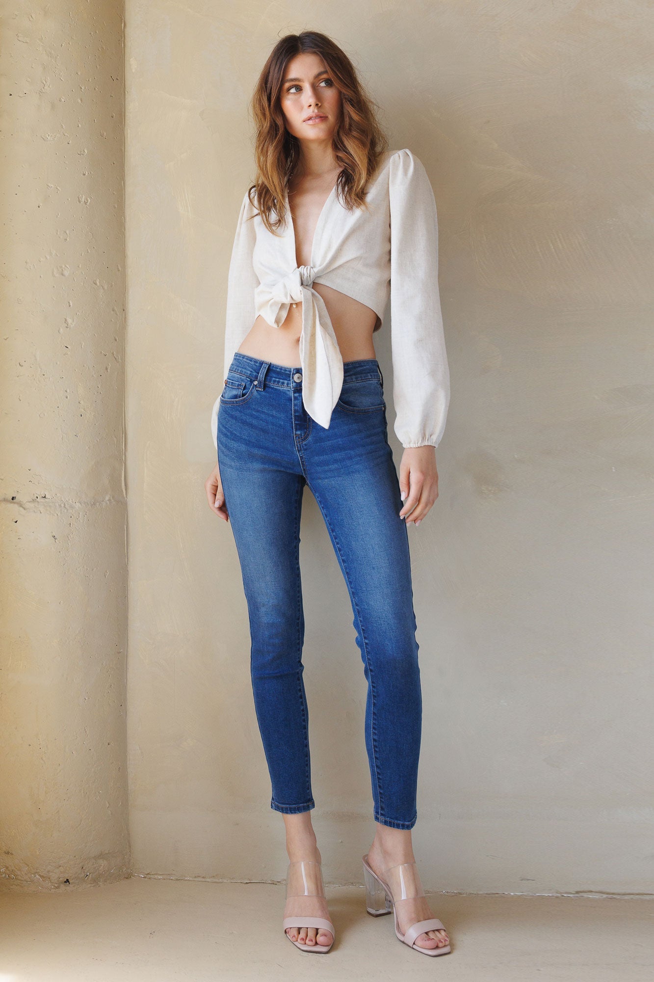 Shop ENJEAN women's skinny pants jeans in blue, perfect for casual outings