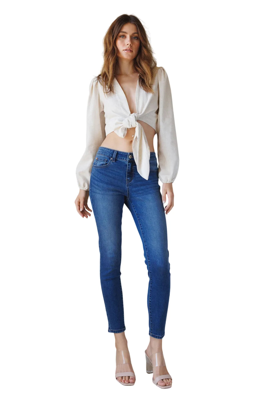Women's blue skinny pants jeans for a stylish, casual look