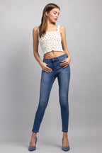 Women's blue skinny pants jeans, stretchy fit for casual wear