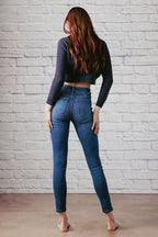 Women's blue skinny pants jeans, soft denim for everyday wear