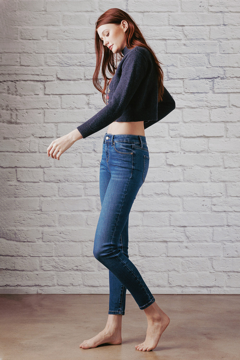 Women's blue skinny pants jeans, stretchy denim for casual wear
