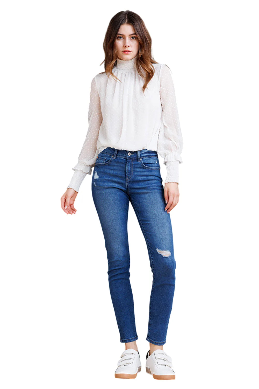 Women's blue skinny pants jeans, perfect for casual outings