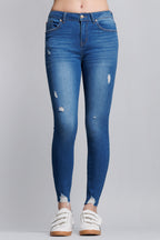 Women's distressed blue skinny pants jeans for casual wear