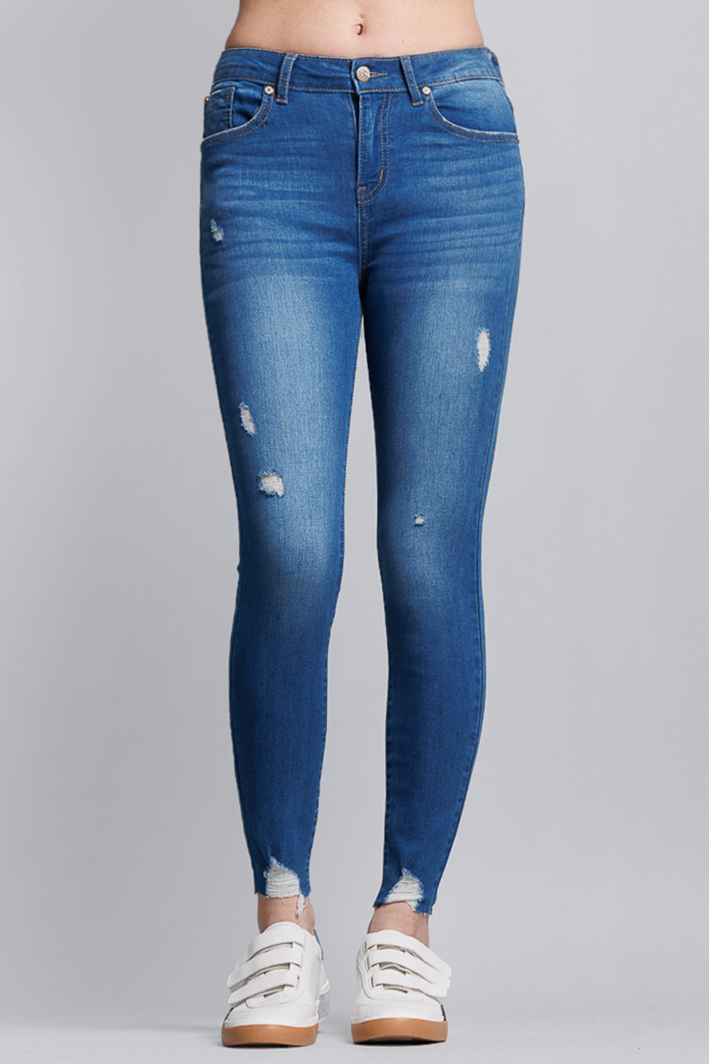 Women's distressed blue skinny pants jeans for casual wear