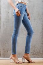 Women's light blue skinny pants jeans, perfect for casual outings