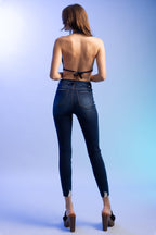Women's dark blue skinny pants jeans, perfect for stylish casual outings