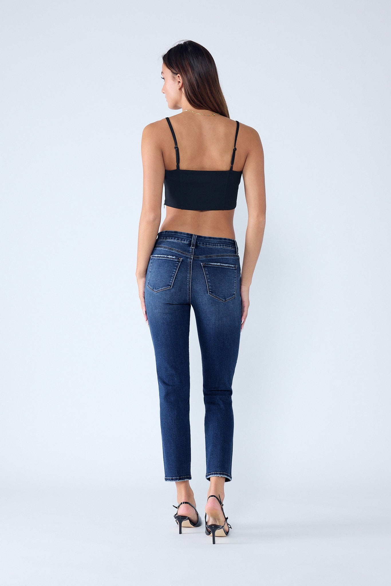 Women's dark blue skinny pants jeans, versatile for everyday wear