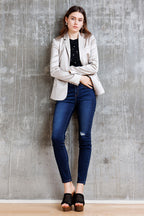 Women's skinny pants jeans in dark blue, stylish for casual outings