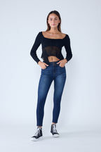 Women's blue skinny pants jeans, versatile for casual wear