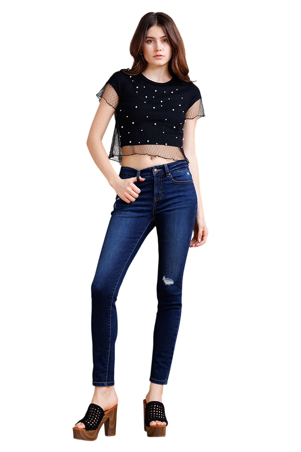 Women's dark blue skinny pants jeans, perfect for casual wear