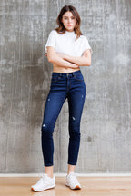 Women's dark blue skinny pants jeans, perfect for casual outings