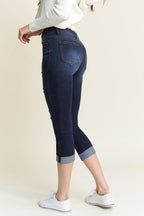 Women's dark blue skinny pants jeans for casual outings
