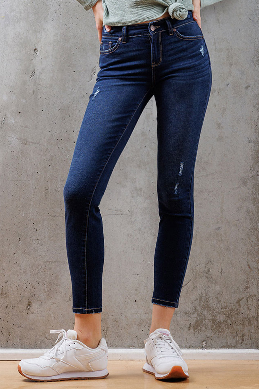 Women's dark blue skinny pants jeans, stretch denim, casual wear