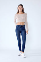 Women's dark blue skinny pants jeans from Shop ENJEAN, perfect for casual outings