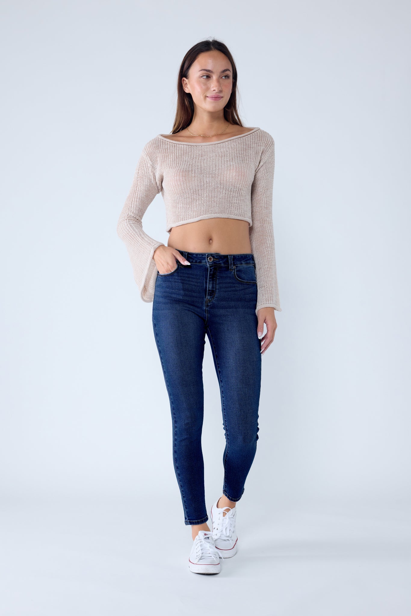 Women's dark blue skinny pants jeans, versatile style for casual wear