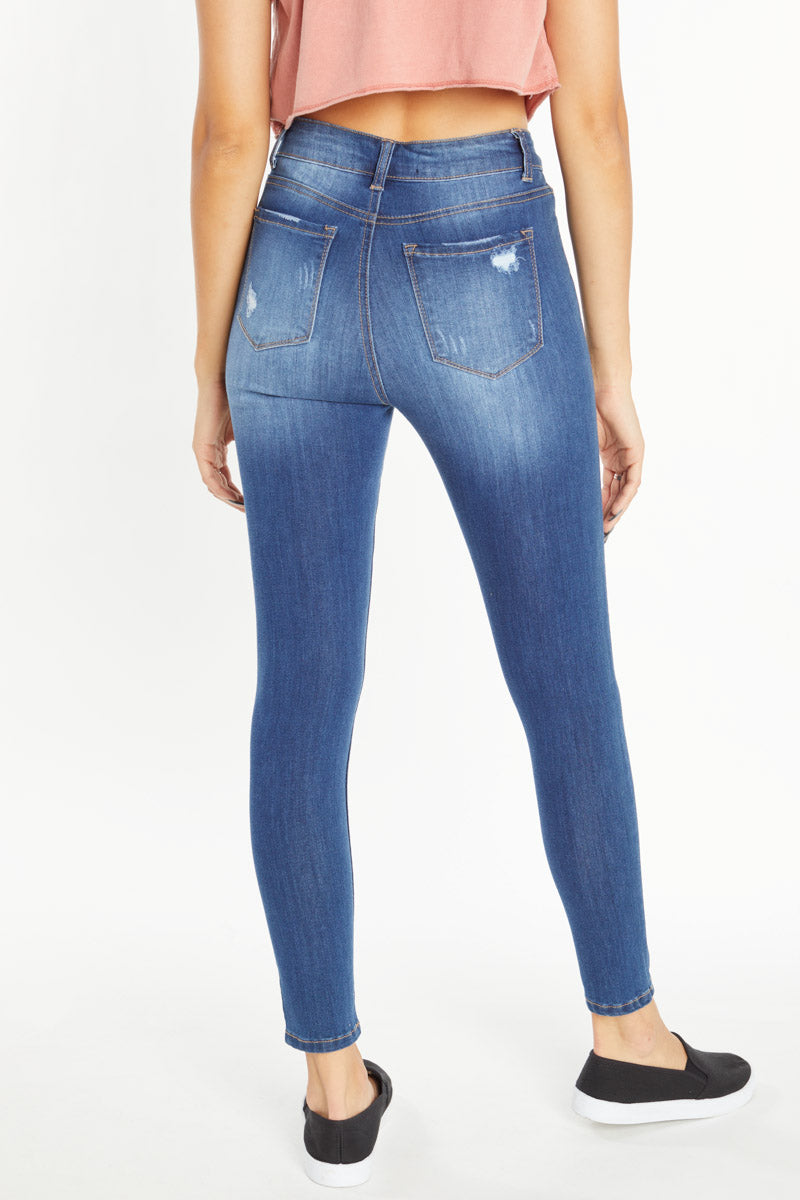 Women's blue skinny pants jeans, perfect for casual outings