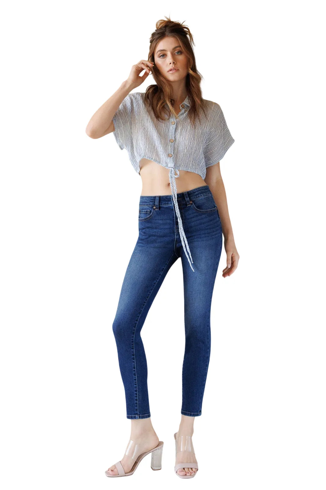 Women's dark blue skinny pants jeans, perfect for casual outings