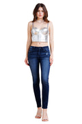 Women's dark blue skinny pants jeans, perfect for casual outings