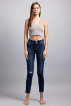 Women's blue skinny pants jeans in stretchy denim for casual wear