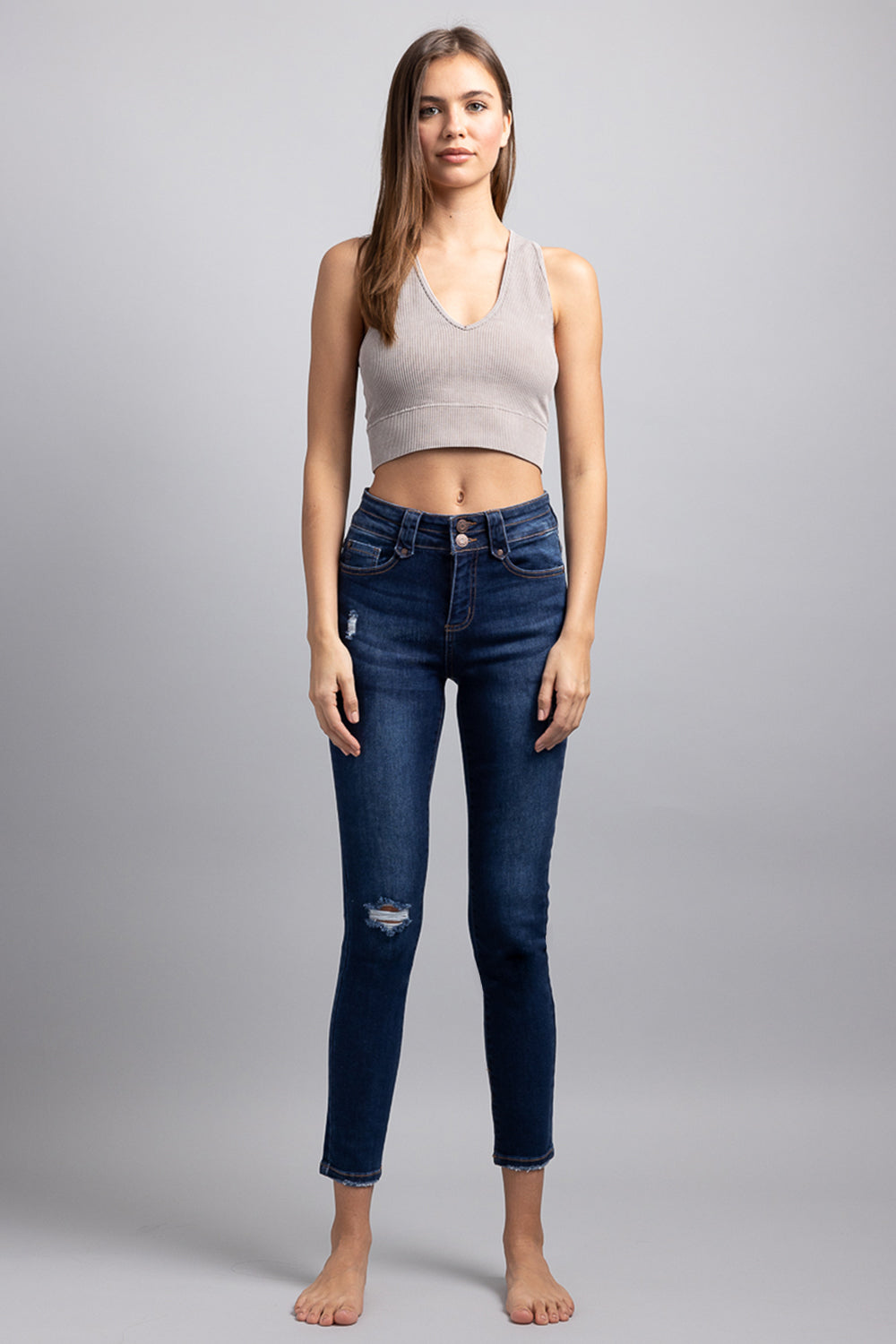 Women's blue skinny pants jeans in stretchy denim for casual wear