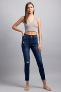 Shop ENJEAN women's skinny pants jeans in dark blue denim for stylish casual wear