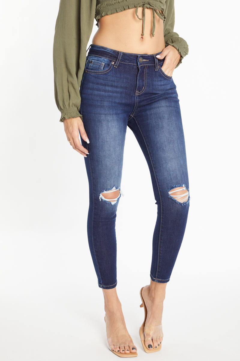 Shop ENJEAN women's dark blue skinny pants jeans, perfect for casual outings