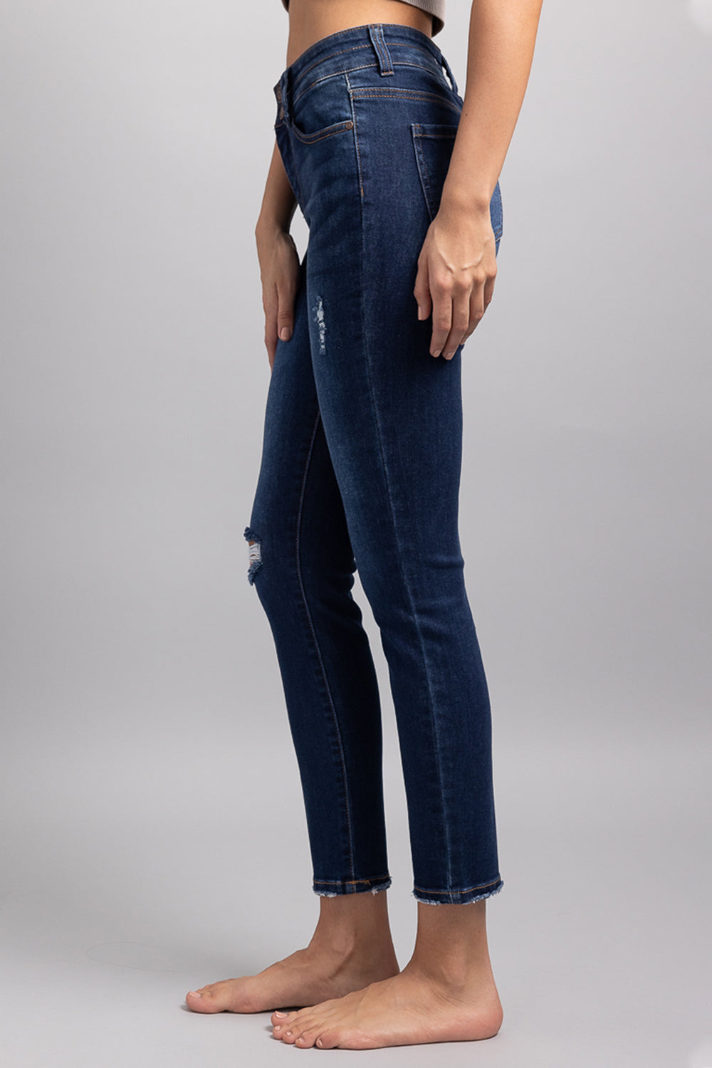 Women's dark blue skinny pants jeans, perfect for casual wear.