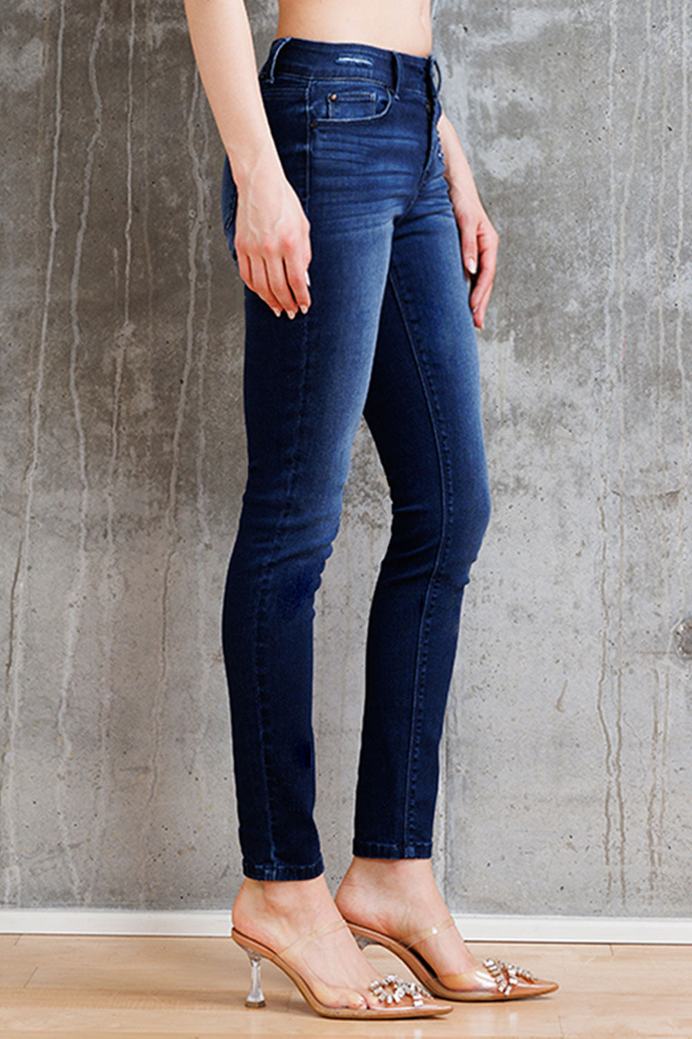 Women's dark blue skinny pants jeans for casual outings