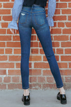 Women's dark blue skinny pants jeans for casual wear