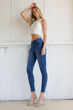 Women's blue skinny pants jeans, stylish for casual outings