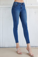 Women's blue skinny pants jeans, stretchy denim for casual wear