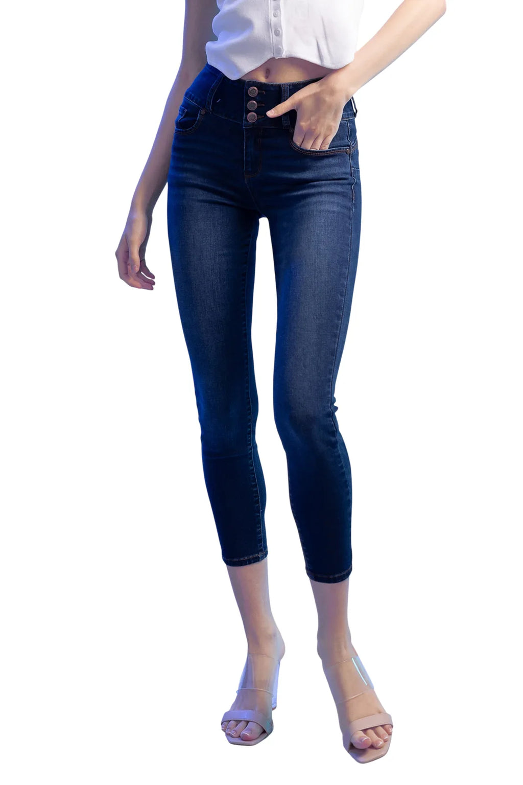 Women's dark blue skinny pants jeans, perfect for casual outings