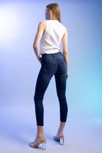 Women's dark blue skinny pants jeans, stylish and comfortable for casual wear