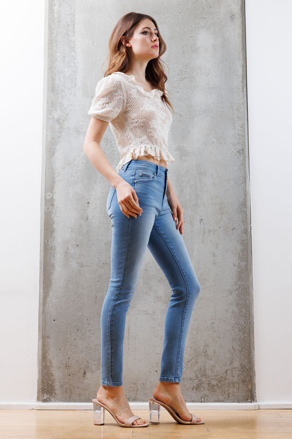 Women's light blue skinny pants jeans for casual wear