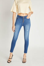 Women's blue skinny pants jeans, stretchy denim for everyday wear