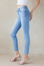 Women's light blue skinny pants jeans, perfect for casual outings