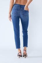 Women's blue skinny pants jeans, stylish fit for casual wear