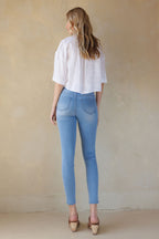 Women's light blue skinny pants jeans, casual wear for stylish looks