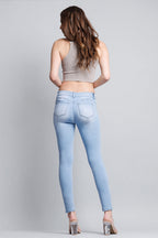 Women's light blue skinny pants jeans, perfect for casual outings