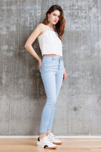 Women's light blue skinny pants jeans, perfect for casual outings