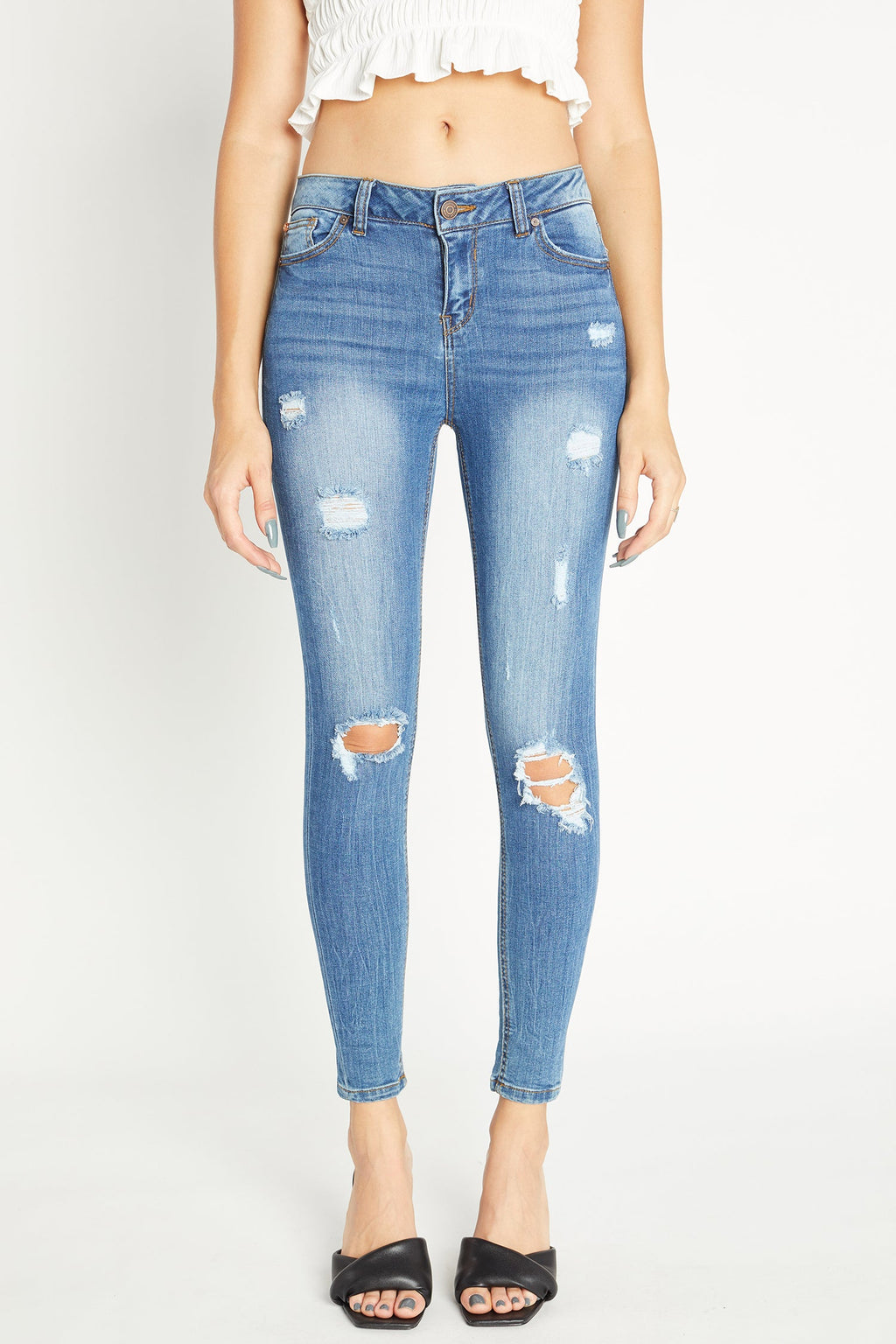 Women's ripped light blue skinny pants jeans for casual wear