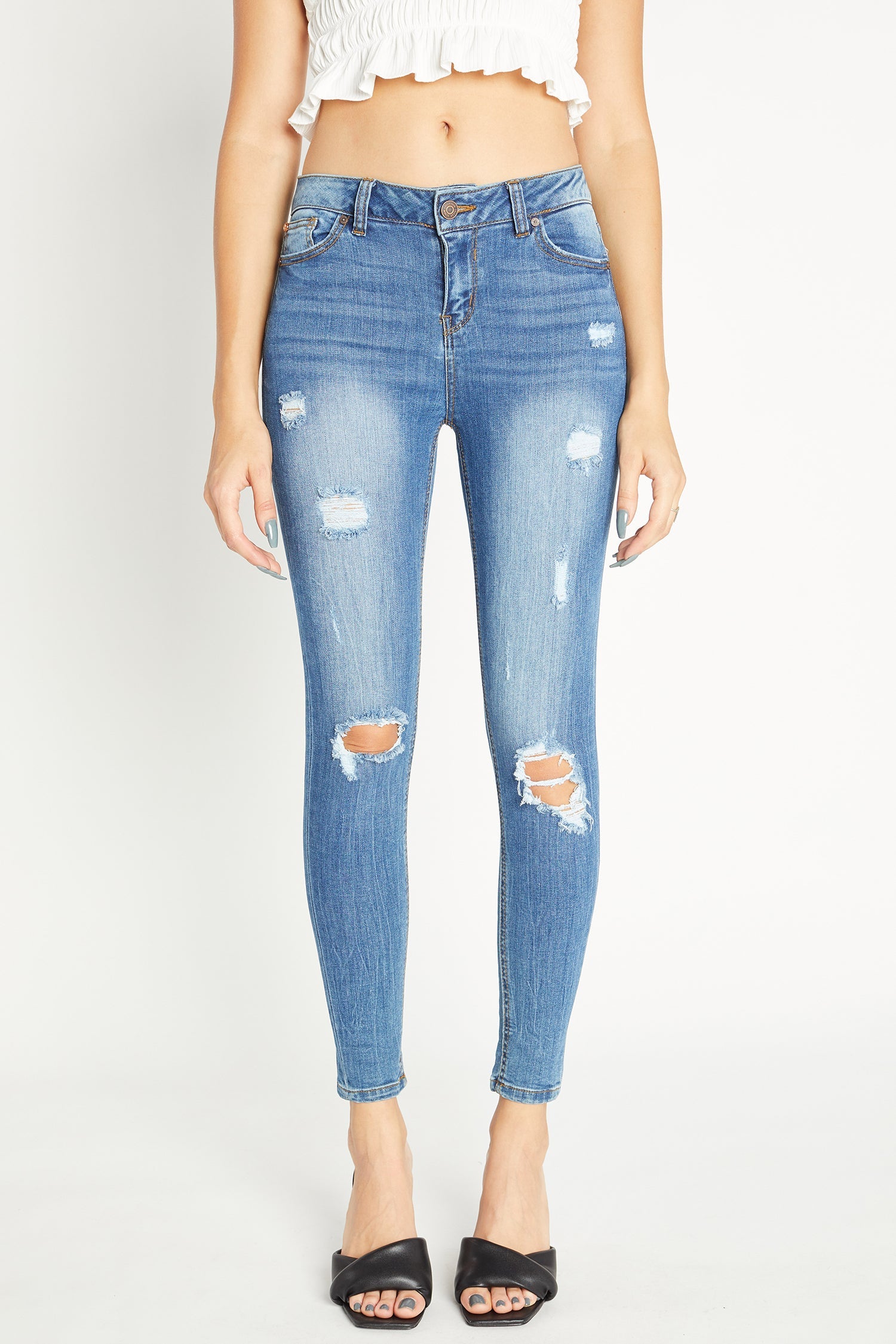 Women's ripped light blue skinny pants jeans for casual wear