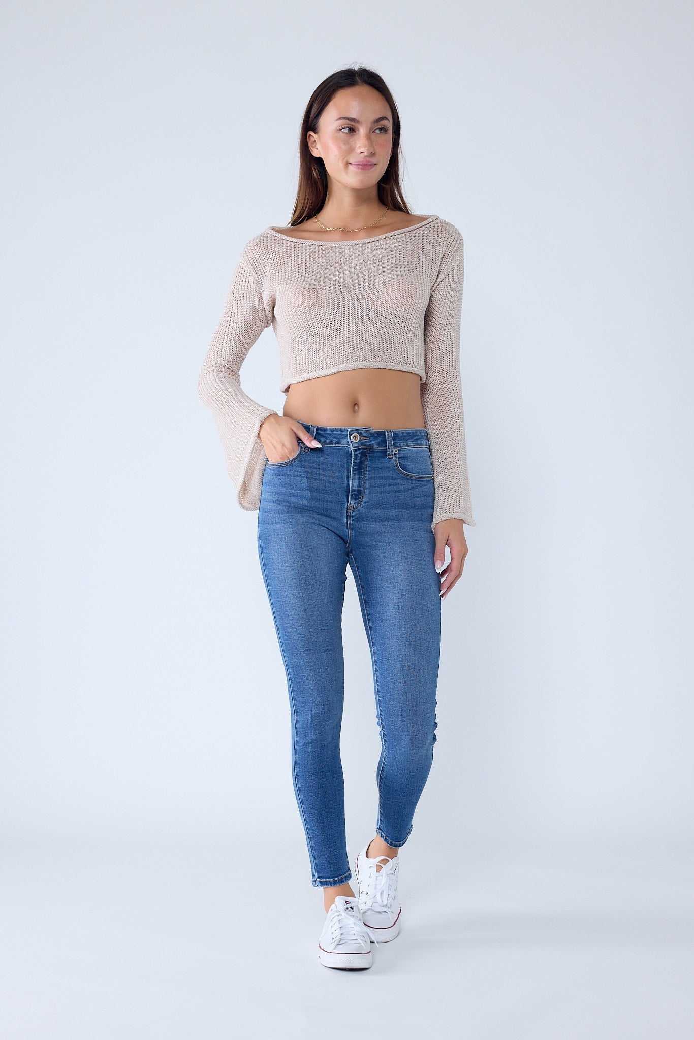 Women's blue skinny pants jeans, stylish fit for casual wear