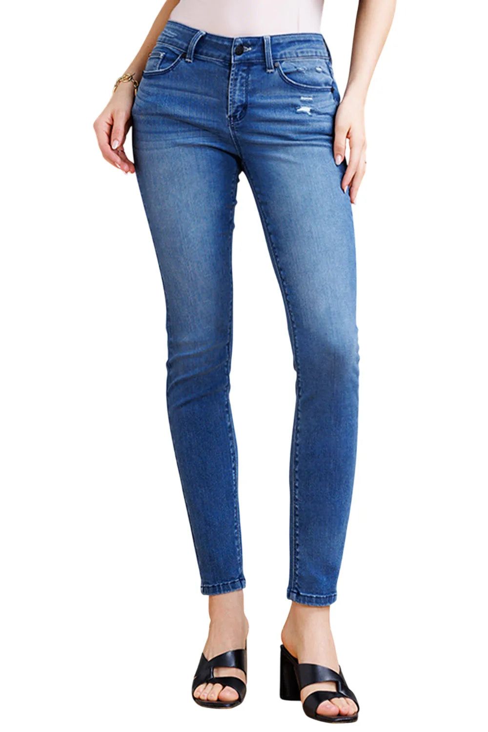 Women's blue skinny pants jeans, cotton blend, casual wear